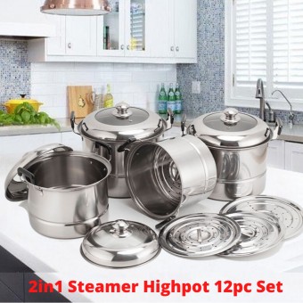 2IN1 Steamer HighPot 12PC Set Semi Glass Lid (12PSP)