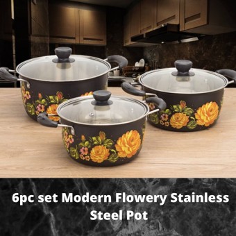 Flower 6PC Stainless Steel Stock Pot Set Periuk (6CFP)