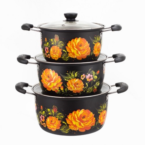 Flower 6PC Stainless Steel Stock Pot Set Periuk (6CFP)