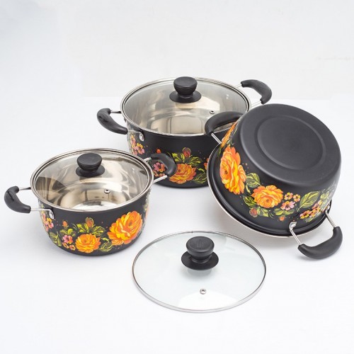 Flower 6PC Stainless Steel Stock Pot Set Periuk (6CFP)