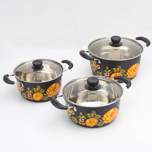 Flower 6PC Stainless Steel Stock Pot Set Periuk (6CFP)
