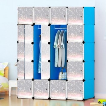 PLAIN BLUE 20C DIY Rack Storage Cabinet Wardrobe With Almari Hanger (PN20BU)