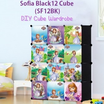 SOFIA BLACK 12C DIY Rack Storage Cabinet Wardrobe With Almari Hanger (SF12BK)