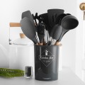 [PREORDER] ETA 10/6 12PCS Silicone Cooking Utensils Set Non-stick Spatula Shovel Wooden Handle Cooki