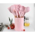[PREORDER] ETA 10/6 12PCS Silicone Cooking Utensils Set Non-stick Spatula Shovel Wooden Handle Cooki