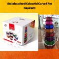 High-Quality Cookware Stainless Steel Colourful Curved Soup Stock Pot (16pcs)