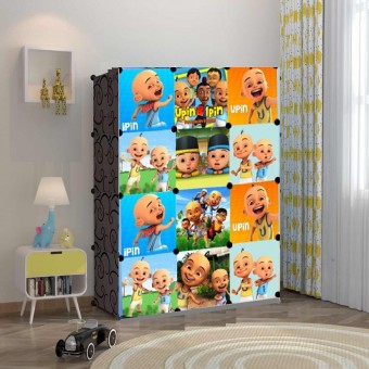 NEW Upin & Ipin BLACK 12C DIY Rack Storage Cabinet Wardrobe With Almari Hanger (BB12BK)