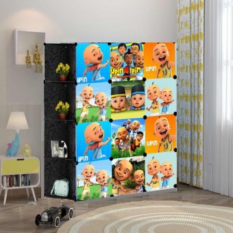NEW Upin & Ipin BLACK 12C DDIY Rack Storage Cabinet Wardrobe Corner Rack With Almari Hanger (BB1