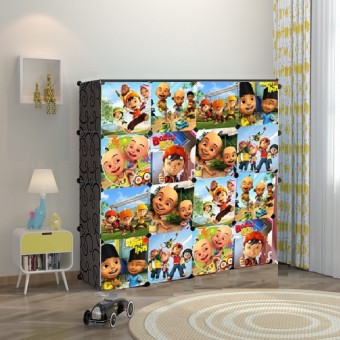 NEW Upin & Ipin BLACK 16C DIY Rack Storage Cabinet Wardrobe With Almari Hanger (BB16BK)