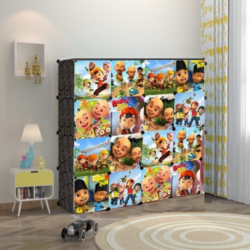 NEW Upin & Ipin BLACK 16C DIY Rack Storage Cabinet Wardrobe With Almari Hanger (BB16BK)