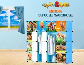 NEW Upin & Ipin BLUE 16C DIY Rack Storage Cabinet Wardrobe With Almari Hanger (BB16B)