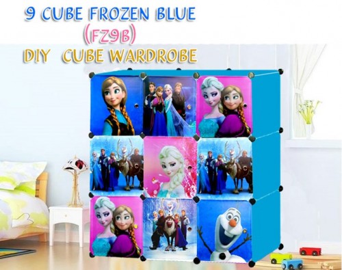 FROZEN BLUE 9C DIY Rack Storage Cabinet Wardrobe With Almari Hanger (BFZ9B)