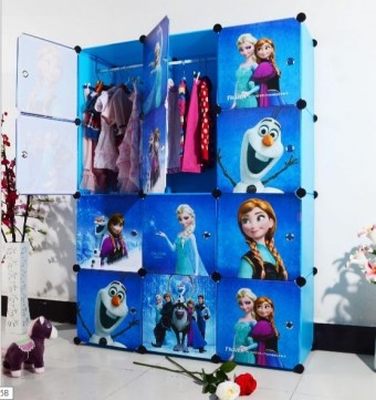 FROZEN BLUE 12C DIY Rack Storage Cabinet Wardrobe With Almari Hanger (BFZ12B)