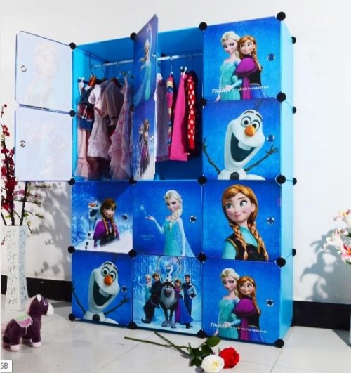 FROZEN BLUE 12C DIY Rack Storage Cabinet Wardrobe With Almari Hanger (BFZ12B)