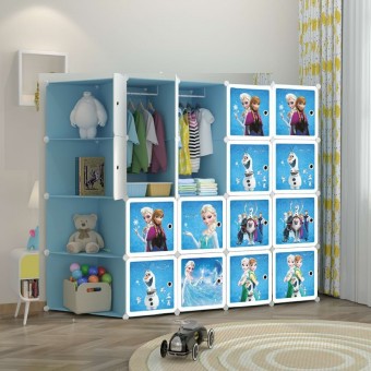 NEW FROZEN BLUE 16C DIY Rack Storage Cabinet Wardrobe Corner Rack With Almari Hanger (FZ16CB)