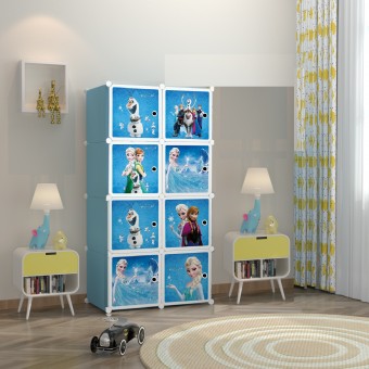 NEW FROZEN BLUE 8C DIY Rack Storage Cabinet Wardrobe With Almari Hanger (FZ8B)