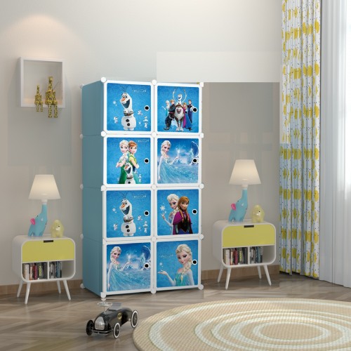 NEW FROZEN BLUE 8C DIY Rack Storage Cabinet Wardrobe With Almari Hanger (FZ8B)