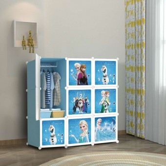 NEW FROZEN BLUE 9C DIY Rack Storage Cabinet Wardrobe With Almari Hanger (FZ9B)
