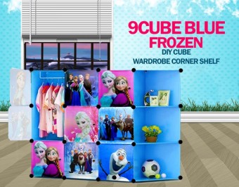 FROZEN BLUE 9C DIY Rack Storage Cabinet Wardrobe Corner Rack With Almari Hanger (BFZ9CB)