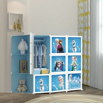 NEW FROZEN BLUE 9C DIY Rack Storage Cabinet Wardrobe Corner Rack With Almari Hanger (FZ9CB)