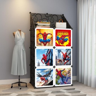 SPIDERMAN BLACK 6C Upper Rack DIY Rack Storage Cabinet Wardrobe (NS6UR)
