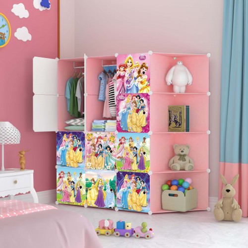 PRINCESS PINK 12C DIY Rack Storage Cabinet Wardrobe Corner Rack With Almari Hanger (PR12CK)