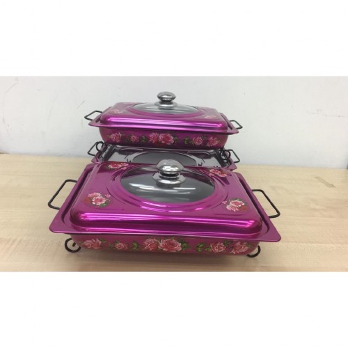 34X28 RECTANGLE BUFFET FOOD TRAY SET BUNGA ROSE / BEKAS TRAY LAUK PAUK MAJLIS JAMUAN