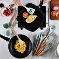[PREORDER] ETA 10/6 12PCS Silicone Cooking Utensils Set Non-stick Spatula Shovel Wooden Handle Cooki
