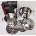32CM 3 Layer High Quality Multi-Function Stainless Steel Steamer Pot Cookware