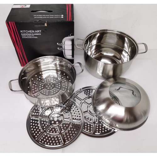 32CM 3 Layer High Quality Multi-Function Stainless Steel Steamer Pot Cookware