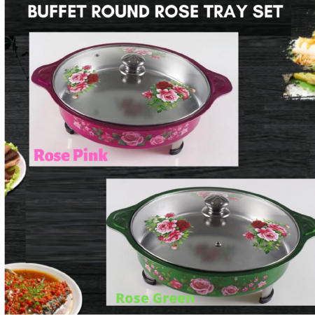 ROUND BUFFET FOOD TRAY SET BUNGA ROSE / BEKAS TRAY LAUK PAUK MAJLIS JAMUAN